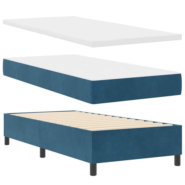 vidaXL Boxspring bed met matras Donkerblauw 80 x 200 cm Fluweel
