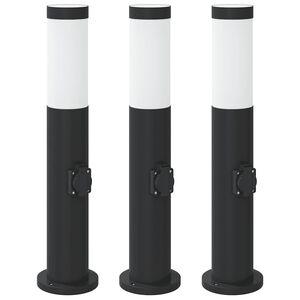 vidaXL Bolderverlichting met stopcontact 3 stuks 50 cm roestvrij staal IP44