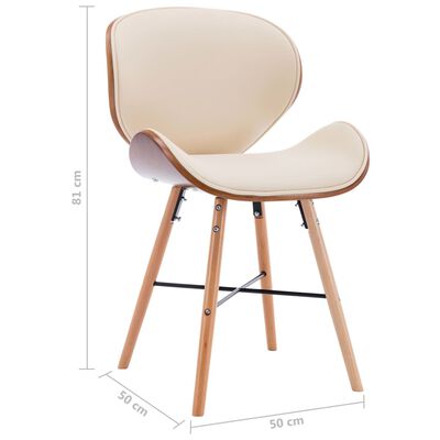 vidaXL Eetkamerstoelen 2 st kunstleer en gebogen hout crème