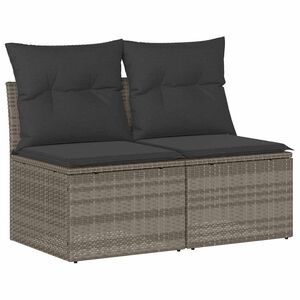vidaXL 2-delige Loungeset met kussens poly rattan acacia lichtgrijs