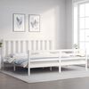 vidaXL Bedframe met hoofdbord massief hout wit Super King Size