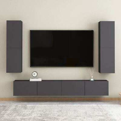 vidaXL Tv-meubelen 2 st 30,5x30x110 cm spaanplaat grijs