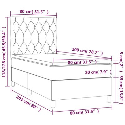 vidaXL Boxspring met matras stof taupe 80x200 cm