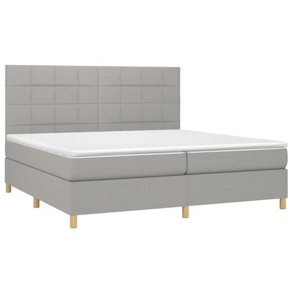 vidaXL Boxspring met matras en LED stof lichtgrijs 200x200 cm