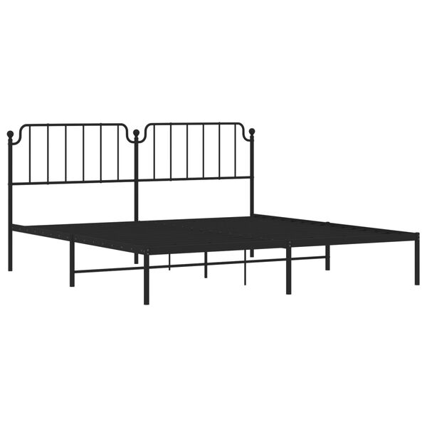 vidaXL Bedframe met hoofdbord metaal zwart 200x200 cm