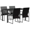 vidaXL Tuin eettafelset 5 pcs Zwart en Anthraciet 140 x 70 x 73 cm