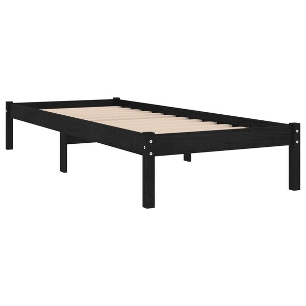 vidaXL Bedframe massief grenenhout zwart 90x200 cm