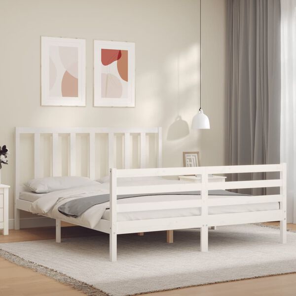 vidaXL Bedframe zonder matras massief grenenhout wit 160x200 cm