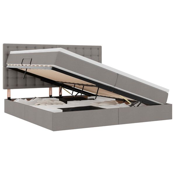 vidaXL Opbergbed met LED met matras Taupe 200 x 200 cm Polyester