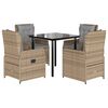 vidaXL 5-delige Tuinset met kussens poly rattan beige