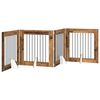 vidaXL Opvouwbaar hondenhek met standaards 4 pcs Oud hout 321 cm