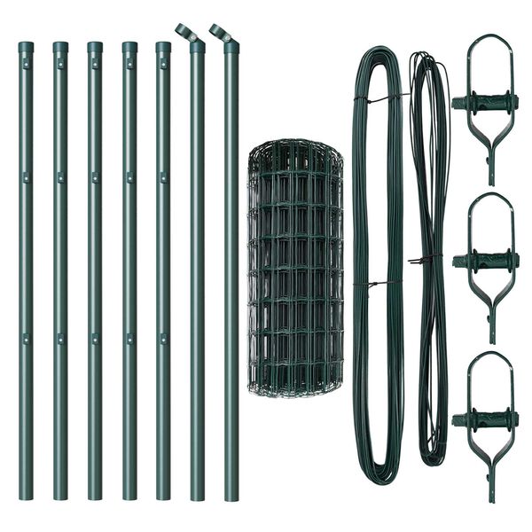 vidaXL Hek met Paal Groen 0,6 x 10 m Staal en PVC