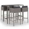vidaXL 5-delige Tuinbarset met kussens poly rattan grijs