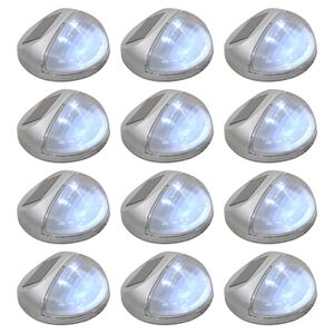 vidaXL LED-wandlampen solar rond zilver 12 st