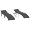 vidaXL Ligbedden 2 st met tafel poly rattan lichtgrijs