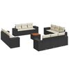 vidaXL 13-delige Loungeset met kussens poly rattan zwart