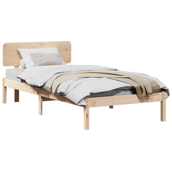 vidaXL Bedframe met hoofdeinde Naturel 90 x 200 cm Massief grenenhout