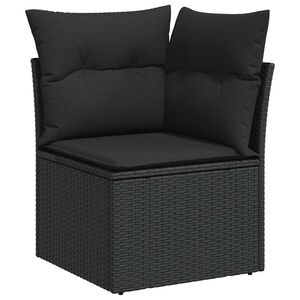 vidaXL Tuinhoekbank met kussens zwart poly rattan