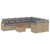 vidaXL 10-delige Loungeset met kussens poly rattan beige
