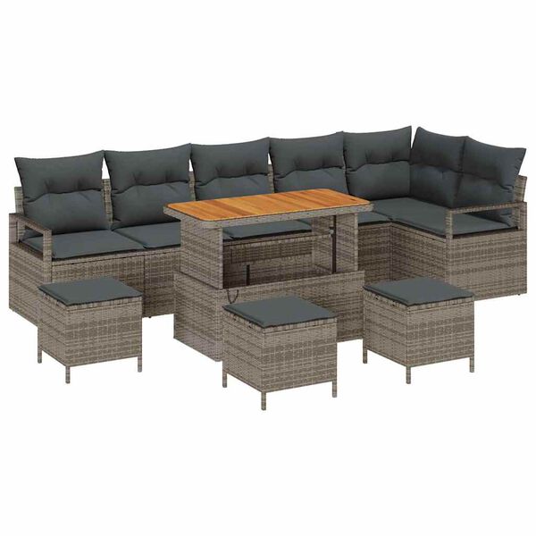 vidaXL Tuin Sofa Set met kussen met opslag met kussen 10 pcs Grijs
