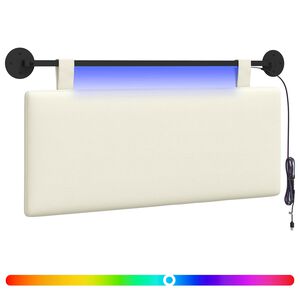 vidaXL Hangend hoofdbord Met LED-verlichting Cr&egrave;mekleurig Katoen Stof