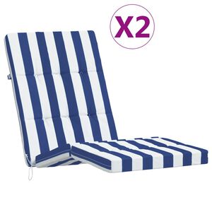 vidaXL Terrasstoelkussens 2 st gestreept oxford stof wit en blauw