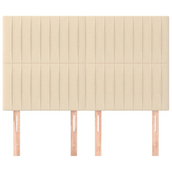 vidaXL Hoofdbord cr&egrave;me 144x5x118/128 cm stof