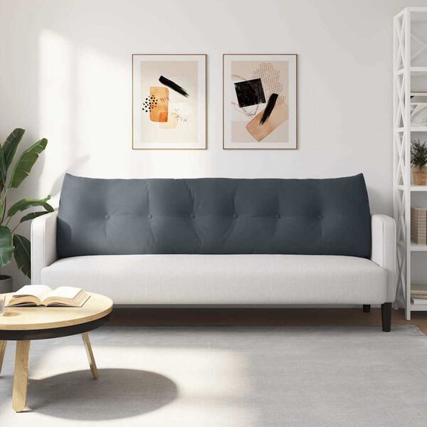 vidaXL Rugkussen Donkergrijs 180 x 24 x 50 cm Fluweel