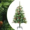 vidaXL Kunstkerstboom met scharnieren dennenappels en bessen 120 cm