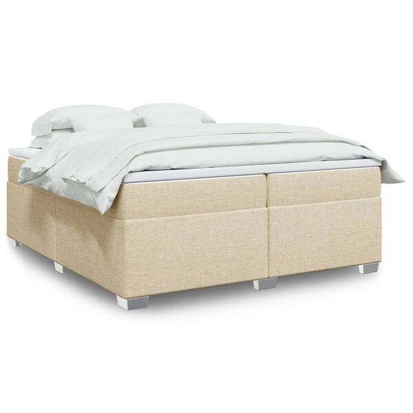 vidaXL Boxspring met matras stof cr&egrave;mekleurig 200x200 cm