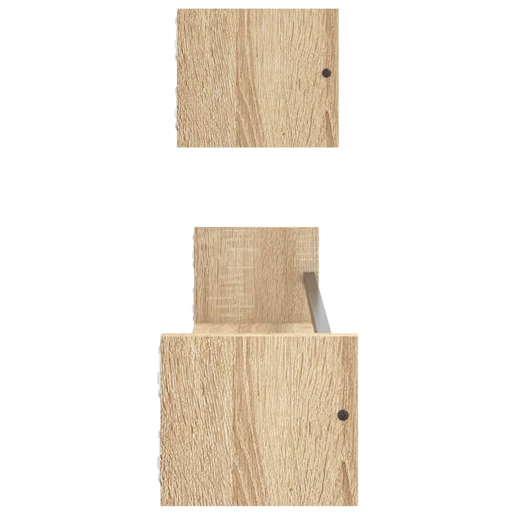 vidaXL Wandschappen kubus 3 st wit en sonoma eikenkleurig