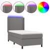 vidaXL Boxspring met matras en LED stof donkergrijs 100x200 cm