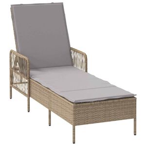 vidaXL Ligstoel poly rattan Beige en Licht Grijs
