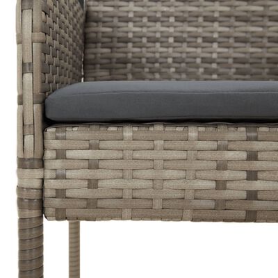 vidaXL 7-delige Tuinset met kussens poly rattan grijs