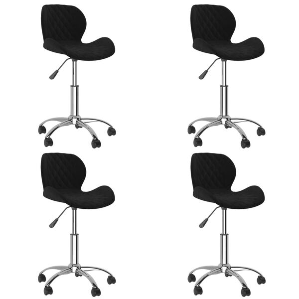 vidaXL Eetkamerstoelen draaibaar 4 st fluweel zwart