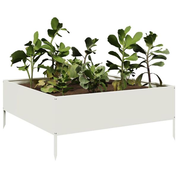 vidaXL Plantenbak verhoogd 100x100x25 cm staal wit