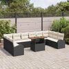 vidaXL Tuin Sofa Set met opslag 11 pcs Zwart Poly riet