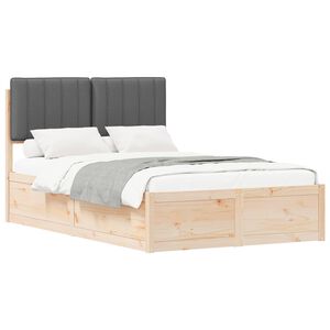 vidaXL Bedframe met Gevoerd Hoofdgedeelte Donkergrijs 120 x 200 cm