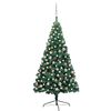 vidaXL Kunstkerstboom met verlichting en kerstballen half 180 cm groen