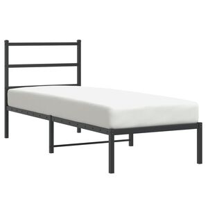 vidaXL Bedframe met hoofdbord metaal zwart 75x190 cm