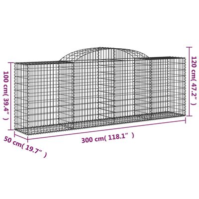 vidaXL Schanskorven 2 st gewelfd 300x50x80/120 cm ijzer