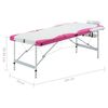 vidaXL Massagetafel inklapbaar 3 zones aluminium wit en roze