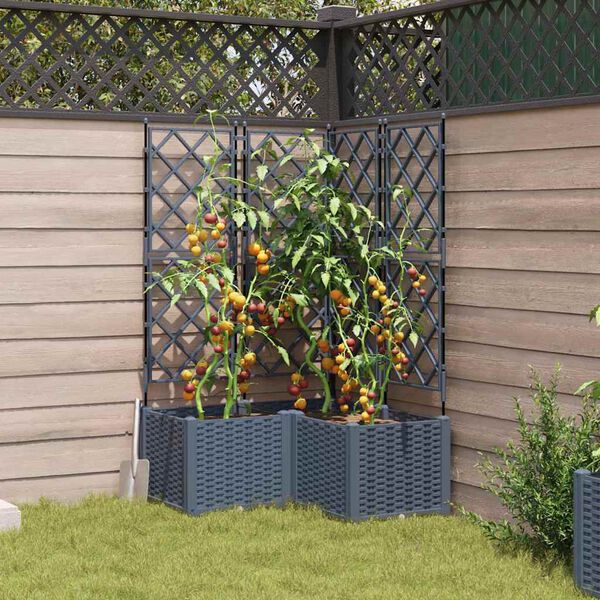 vidaXL Tuin Bloempot 3 pcs Licht Grijs 80 x 80 x 143 cm Staal
