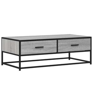 vidaXL Salontafel 100x50x35 cm bewerkt hout en metaal grijs sonoma
