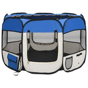 vidaXL Hondenren inklapbaar met draagtas 90x90x58 cm blauw