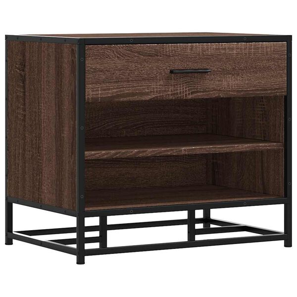 vidaXL Schoenenbank 60x40x53,5 cm bewerkt hout en metaal bruin eiken