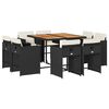vidaXL 9-delige Tuinset poly rattan zwart