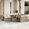 vidaXL 10-delige Loungeset met kussens poly rattan beige