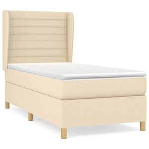 vidaXL Boxspring met matras stof cr&egrave;mekleurig 80x200 cm
