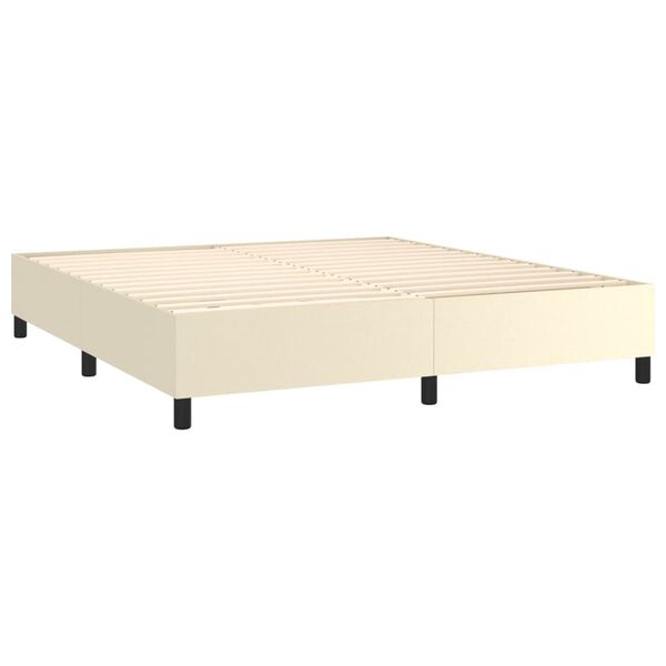 vidaXL Boxspring bed kunstleer cr&egrave;mekleurig 160x200 cm